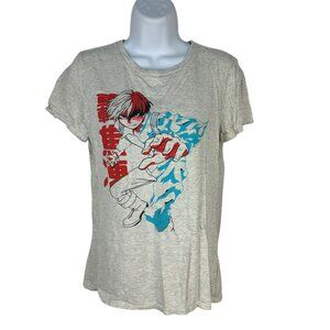 My Hero Academia Todoroki Graphic Tee Size Small Funimation Light Gray
